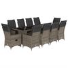 vidaXL 11 pcs conjunto bistr&ocirc; de jardim c/ almofad&otilde;es vime PE cinzento