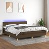 vidaXL Cama box spring c/ colch&atilde;o/LED 180x200cm tecido castanho-escuro
