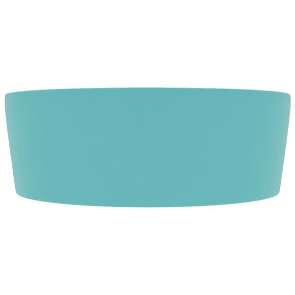 vidaXL Lavat&oacute;rio com extravasamento 36x13 cm cer&acirc;mica verde-claro mate