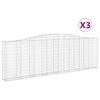 vidaXL Cestos gabi&atilde;o arqueados 3pcs 400x30x120/140cm ferro galvanizado