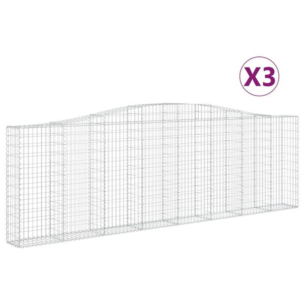 vidaXL Cestos gabi&atilde;o arqueados 3pcs 400x30x120/140cm ferro galvanizado
