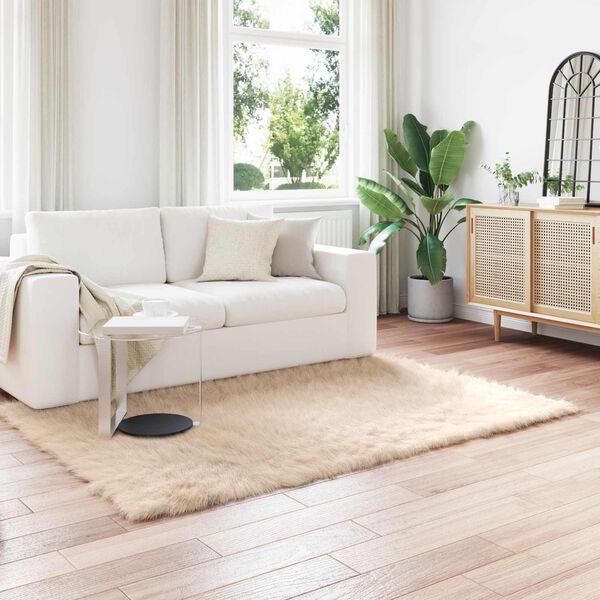 vidaXL Tapete Sint&eacute;tico de Pele de Ovelha Tafalla Bege 120 x 170 cm