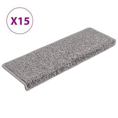 vidaXL Tapete/carpete para degraus 15 pcs 65x21x4 cm cinzento