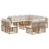 vidaXL Conjunto de Sof&aacute;s para Exterior 12 pcs Natural e Branco Creme