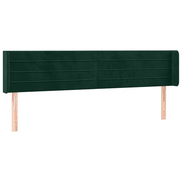vidaXL Cabeceira de cama c/ abas veludo 183x16x78/88cm verde-escuro