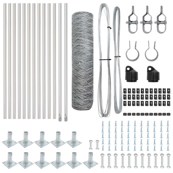vidaXL Poste de Cerca Prateado 25 x 0,5 m (malha de 50 mm) A&ccedil;o