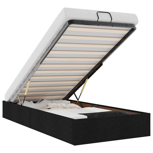 vidaXL Estrutura de cama otomana sem colch&atilde;o 90x190 cm tecido preto