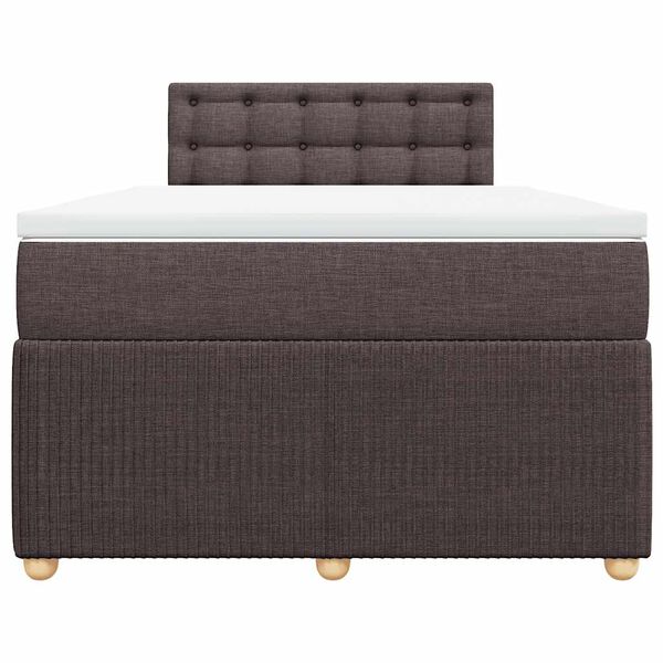 vidaXL Cama boxspring com colch&atilde;o 120x190 cm tecido castanho-escuro