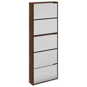 vidaXL Sapateira c/ espelho 5 divis&oacute;rias 63x17x169,5 carvalho castanho