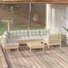 vidaXL 7 pcs conjunto lounge de jardim c/ almofad&otilde;es cor creme pinho