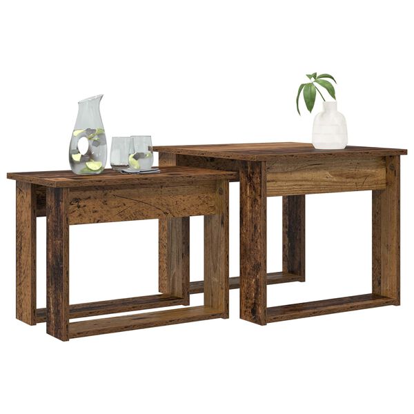 vidaXL Conjunto de Mesas de Caf&eacute; 2 pcs Madeira antiga