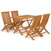 vidaXL 5 pcs conjunto de jantar p/ jardim madeira de teca maci&ccedil;a