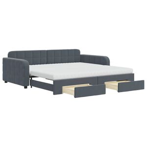 vidaXL Sof&aacute;-cama c/ gavet&atilde;o e gavetas 100x200cm veludo cinzento-escuro