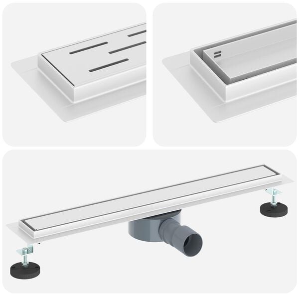 vidaXL Ralo de Chuveiro 2 em 1 com Sif&atilde;o 360&deg; Prateado 60 cm
