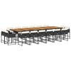 vidaXL 17 pcs conjunto de jantar p/ jardim c/ almofad&otilde;es vime PE preto