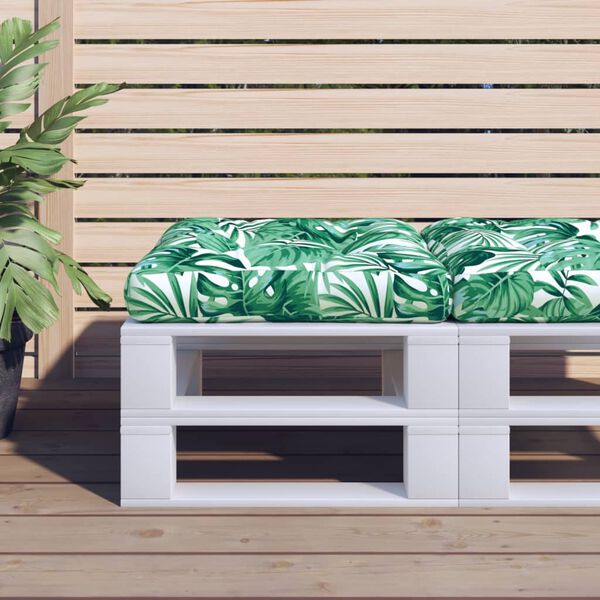 vidaXL Almofad&atilde;o para sof&aacute; de paletes 60x60x12 cm tecido padr&atilde;o folhas