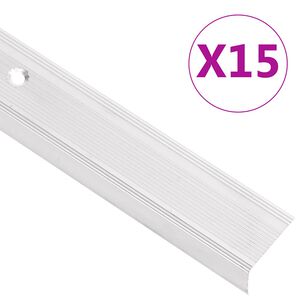 vidaXL Perfis de escada em forma de L 15 pcs 90 cm alum&iacute;nio prateado