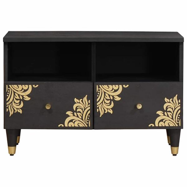 vidaXL Gabinete para TV Preto 70 x 33 x 46 cm Madeira de manga maci&ccedil;a