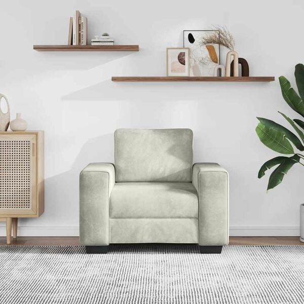 vidaXL Poltrona 100x77x82 cm veludo creme