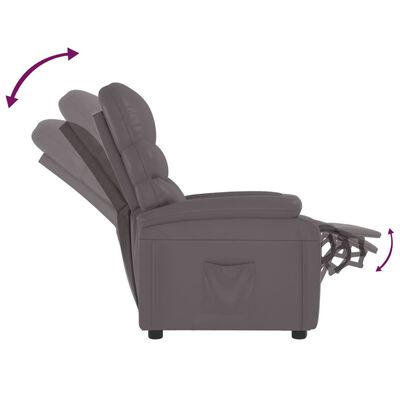 vidaXL Poltrona reclinável couro artificial cinzento