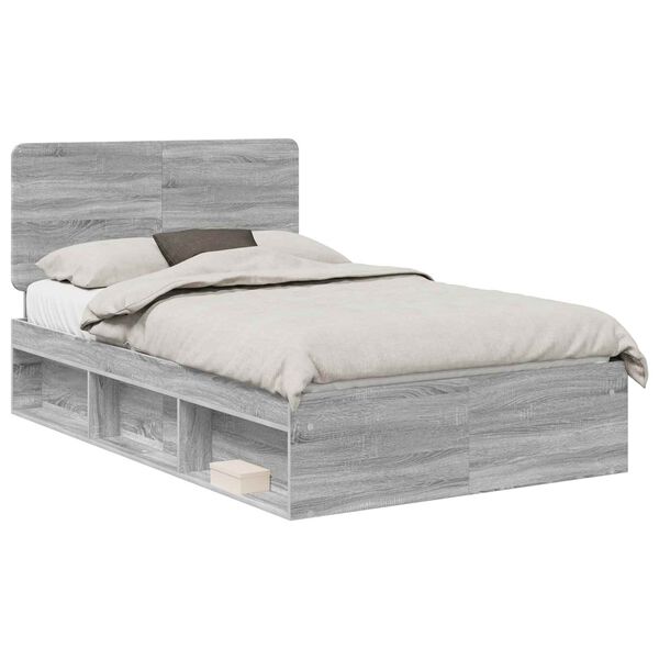 vidaXL Estrutura da Cama com cabeceira Cinza Sonoma 120 x 190 cm