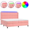 vidaXL Cama box spring c/ colch&atilde;o/LED 160x200 cm veludo rosa