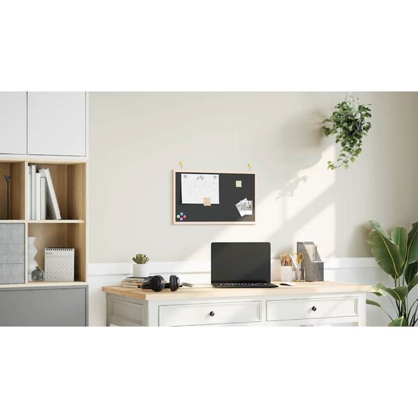 vidaXL Quadro negro com moldura em madeira de pinho maci&ccedil;o preto 60x40 cm