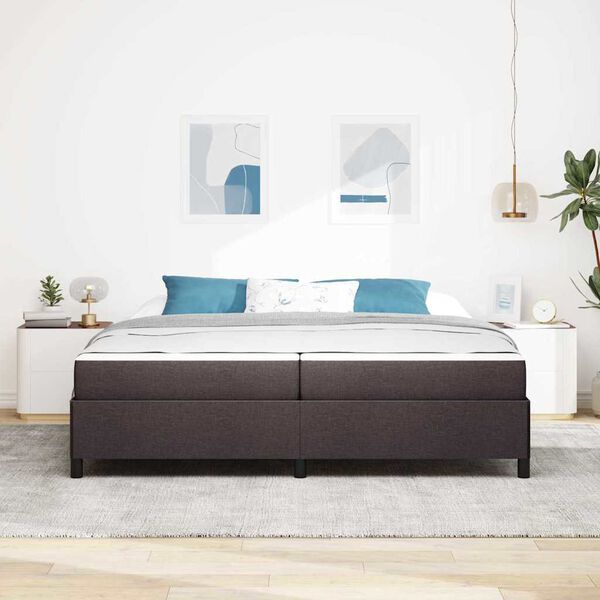 vidaXL Cama Box com colch&atilde;o Marrom Escuro 200 x 200 cm tecido