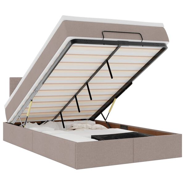 vidaXL Estrutura de cama otomana com colch&atilde;o 120x190cm tecido cinzento