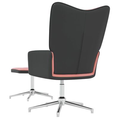 vidaXL Cadeira de descanso com banco PVC e veludo rosa