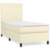 vidaXL Cama com molas/colch&atilde;o 100x200 cm couro artificial cor creme