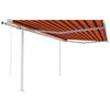 vidaXL Toldo retr&aacute;til autom&aacute;tico com postes 4x3,5 m laranja e castanho