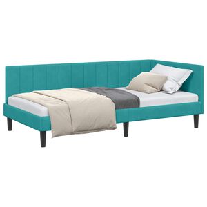vidaXL Estrutura de Cama de Canto Turquesa 100 cm x 200 cm Veludo