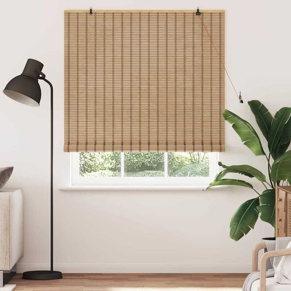 vidaXL Estores de rolo com cortinas Manual Natura 140 x 220 cm Bambu