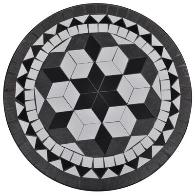 vidaXL Conjunto bistrô azulejos de cerâmica 3 pcs preto e branco