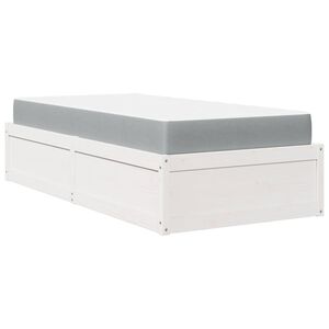 VidaXL Cama com colch&atilde;o 90x200 cm madeira de pinho maci&ccedil;a branco