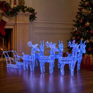 vidaXL Decora&ccedil;&atilde;o de Natal renas/tren&oacute; 320 luzes LED acr&iacute;lico