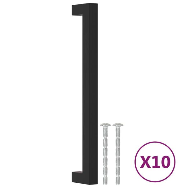 vidaXL Puxadores para móveis 10 pcs 192 mm aço inoxidável preto