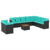 vidaXL 11 pcs conjunto sof&aacute;s de jardim c/ almofad&otilde;es vime PE preto
