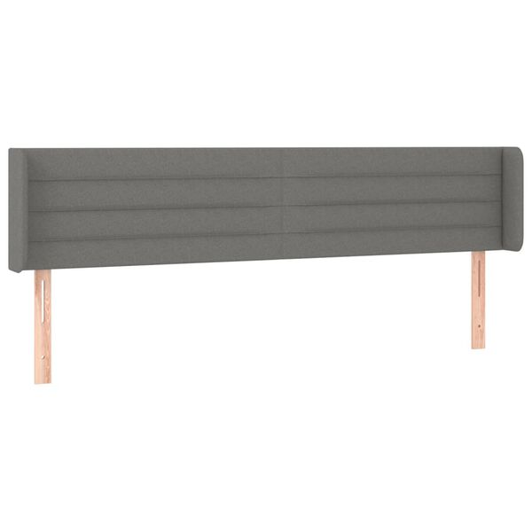 vidaXL Cabeceira de cama c/ abas tecido 203x16x78/88cm cinzento-escuro
