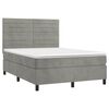 vidaXL Cama box spring c/ colch&atilde;o/LED 140x190 cm veludo cinzento
