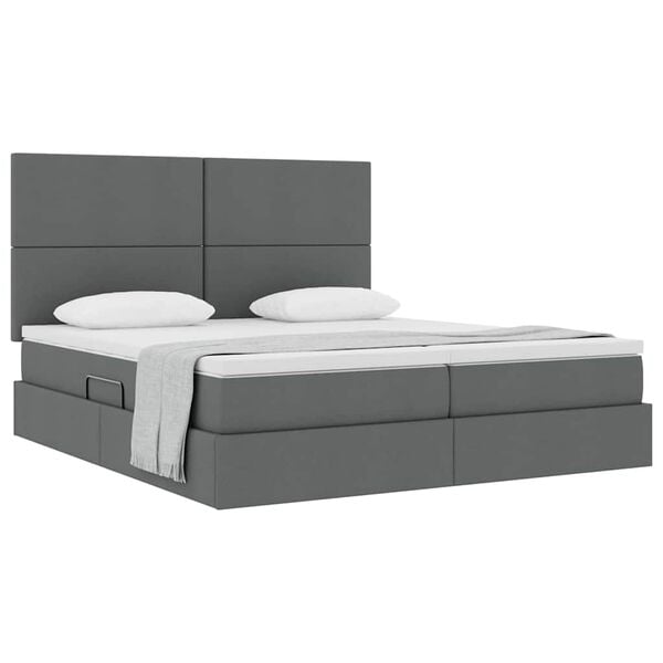vidaXL Cama com Armazenamento com colch&atilde;o Cinza Escuro 180 x 200 cm