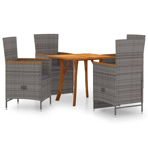 vidaXL 5 pcs conjunto de jantar para jardim cinzento
