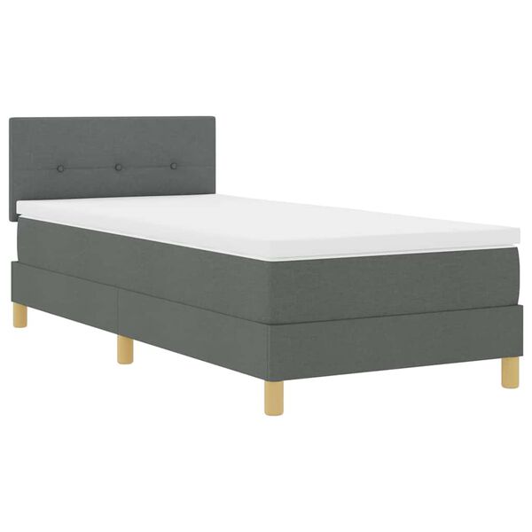 vidaXL Cama Box Spring LED com colch&atilde;o Cinza Escuro 90 x 190 cm tecido