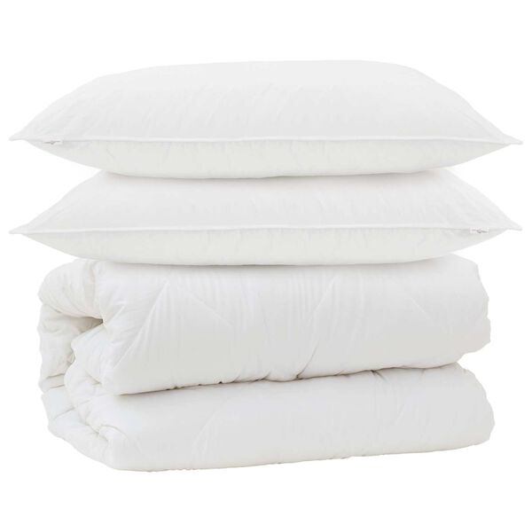 vidaXL Duvet com Travesseiros com travesseiro 3 pcs Branco Microfibra