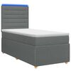 vidaXL Cama Box com LED e Colch&atilde;o Cinzento-Escuro 100 x 200 cm Tecido