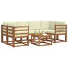 vidaXL Conjunto de Sof&aacute;s para Exterior 7 pcs Natural e Creme