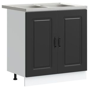 vidaXL Arm&aacute;rio de Cozinha com porta Kalmar Preto 80 x 46 x 81,5 cm