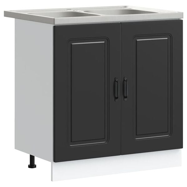 vidaXL Arm&aacute;rio de Cozinha com porta Kalmar Preto 80 x 46 x 81,5 cm