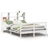 vidaXL Cama com estante sem colch&atilde;o 160x200 cm pinho maci&ccedil;o branco
